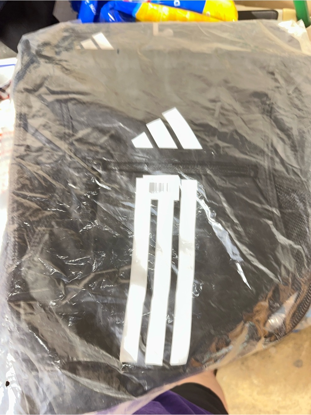 adidas Black drawstring Backpack with White Logo Accent